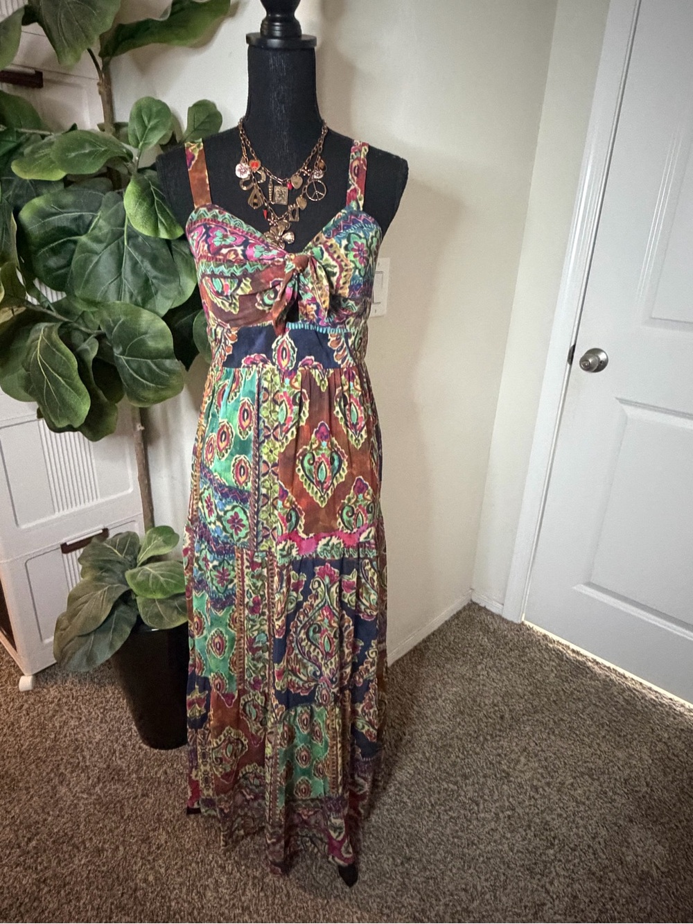Boho Printed Maxi Dress in Multicolor